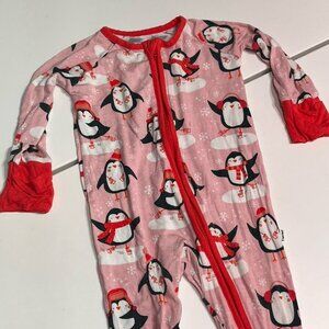Little Sleepies 3-6 Months Pink Ice Skating Penguin Zippy